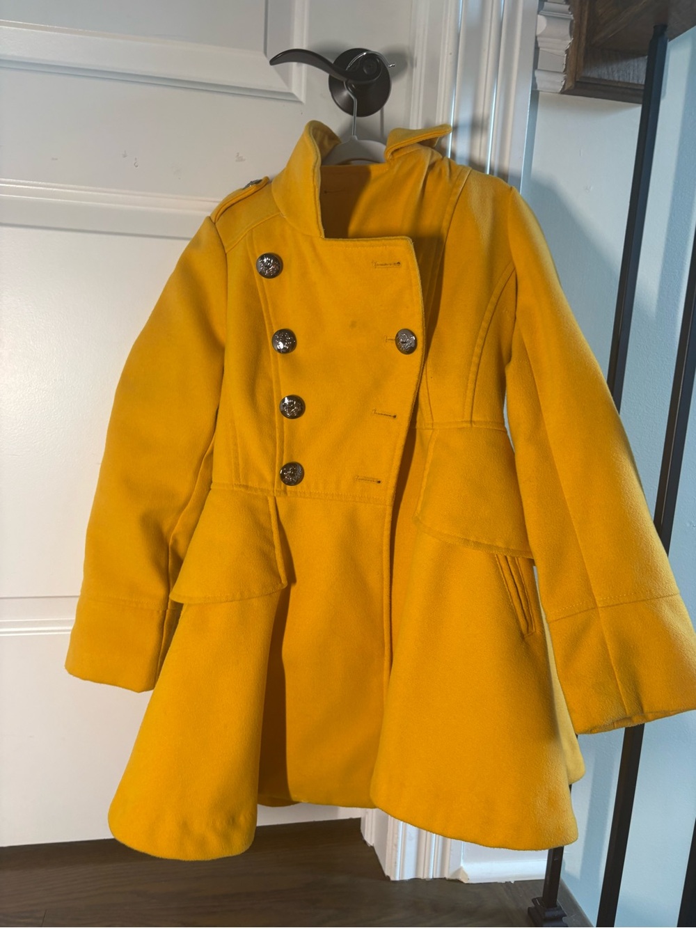 Jessica Simpson Mustard Yellow Double-Breasted Pea Coat for Kids